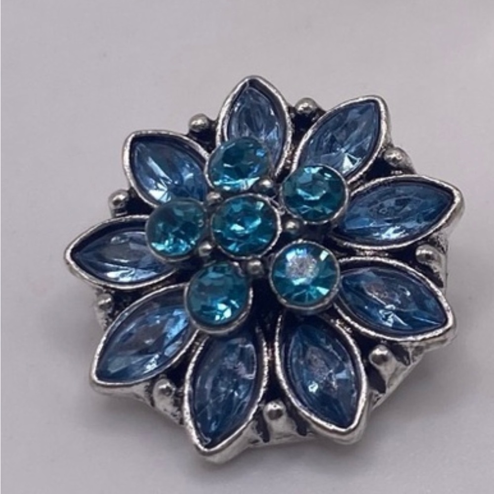 Ginger Snap #211 - “Aqua Bouquet Snap” For 18mm Snap Jewelry! - Picture 2 of 6
